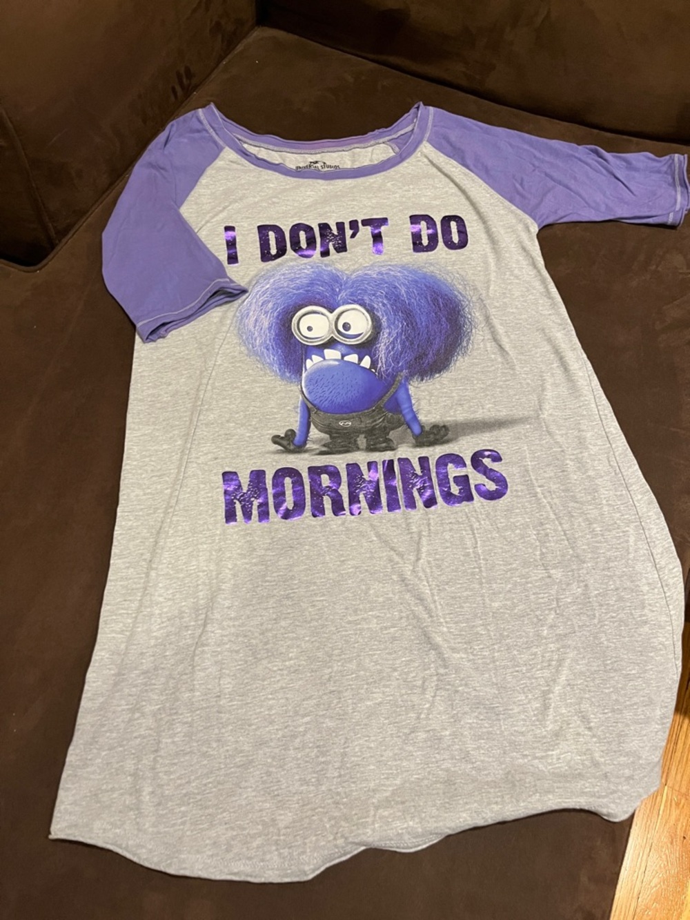 Universal Purple Raglan 'I Don't Do Mornings' Graphic Nightshirt